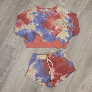 Dance & Marvel Vibrant Tie-Dye Sweater SET Shorts & Top!!